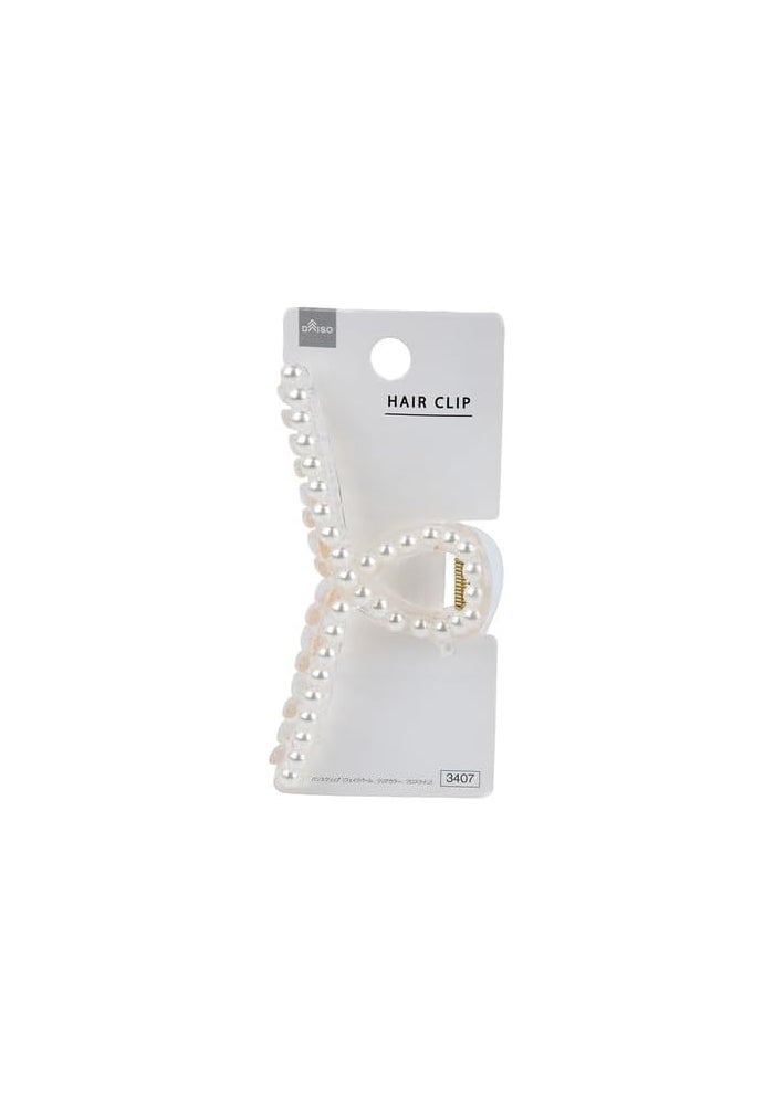 DAISO Cross Line Pearl Border Claw Clip - Light Pink